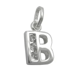 Anhänger 10x7mm Buchstabe B mit Zirkonia aus echtem 925 Silber Damen