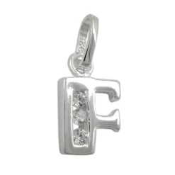 Anhänger 10x7mm Buchstabe F mit Zirkonia aus echtem 925 Silber Damen