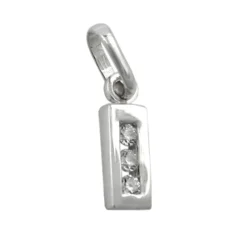 Anhänger 10x3mm Buchstabe I mit Zirkonia aus echtem 925 Silber Damen
