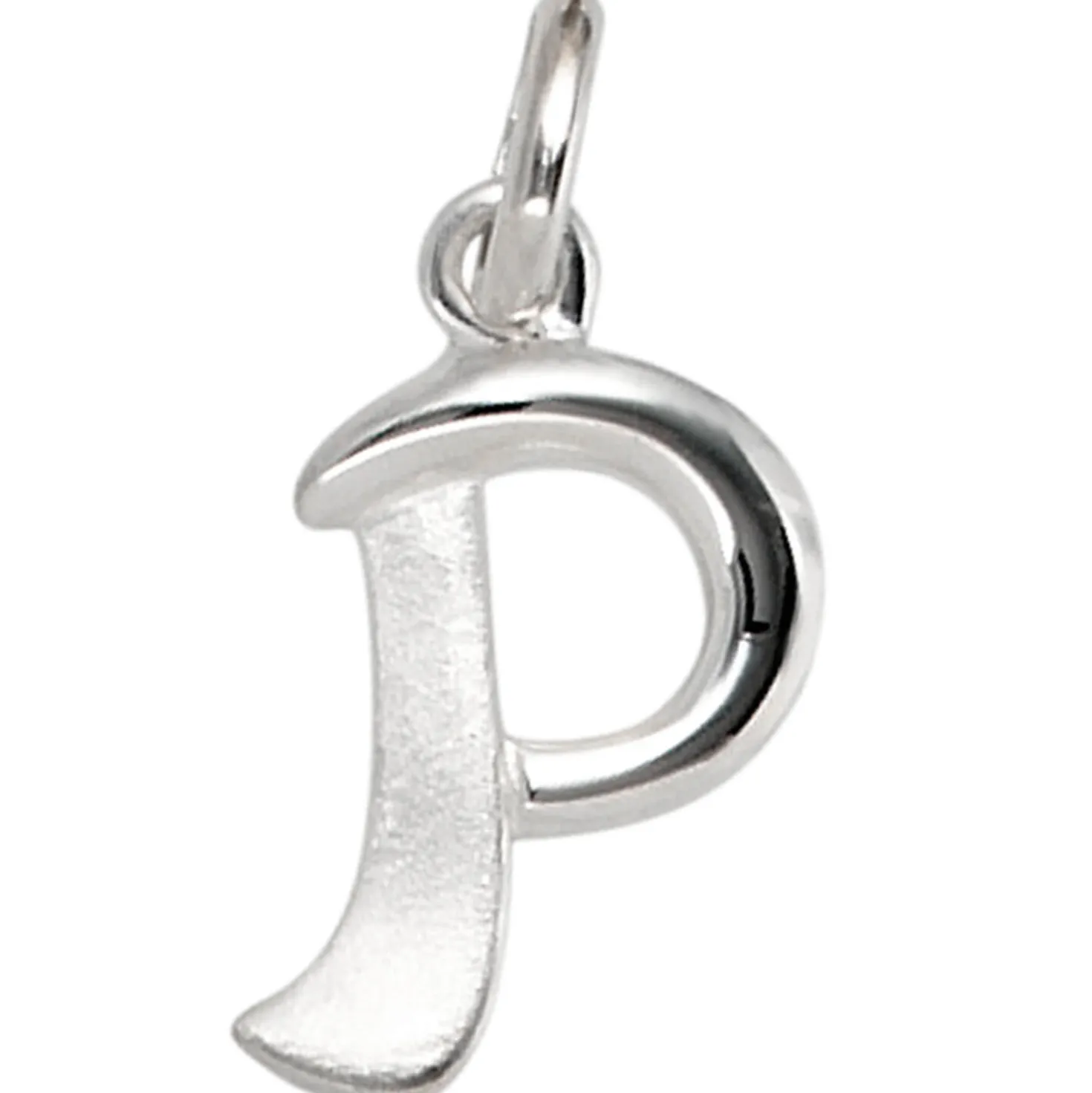 Anhänger 8,8x15,2mm Buchstabe P aus 925 Silber glänzend teilmattiert Unisex