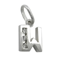 Anhänger 10x7mm Buchstabe W mit Zirkonia aus echtem 925 Silber Damen