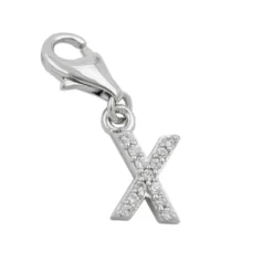 Anhänger 11x6mm Charm Einhänger Buchstabe X Zirkonia 925 Silber Damen