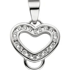 Anhänger 17,6x18,9mm Charms Charm Einhänger Herz mit Zirkonia 925 Silber Damen
