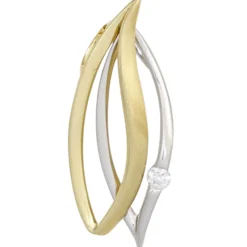 Anhänger 10,3x24,9mm Diamant 0.05Ct W/SI 585 Gold Gelbgold Weißgold spitzoval