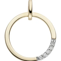 Anhänger 13,4x16,8mm 5 Diamanten 0.025Ct W/P1 auf dem Segment Kreis 585 Gelbgold