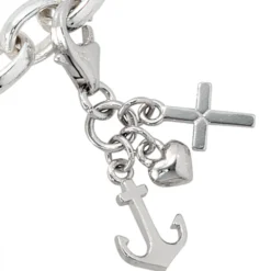 Anhänger 7x14mm Einhänger Charm Scharms Glaube Liebe Hoffnung 925 Silber Unisex