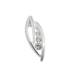 Anhänger 17x6mm elegant Verformt mit weißen Zirkonia matt-glänzend 925 Silber
