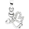 Anhänger 11,1x14,3mm Engel mit Herz aus 925 Silber mit 12 weißen Zirkonia