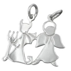 Anhänger 19x20mm Engel und Teufel - Doppelanhänger mit 2 Ösen 925 Silber Damen