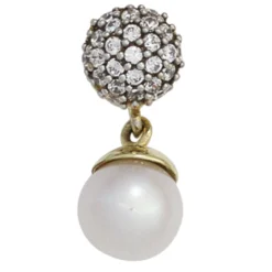 Anhänger 6,8x16,7mm 333 Gelbgold mit Süßwasser Zuchtperle creme-weiß & Zirkonia