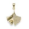 Anhänger 15,5x23mm Ginkoblatt aus 585 Gelbgold mit 58 Diamanten 0,21 Ct TW-SI
