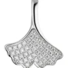 Anhänger 15,6x18,4mm Ginko Ginkgo Blatt mit weißen Zirkonia 925 Silber