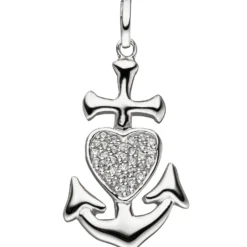 Anhänger 14,8x25,2mm Glaube Liebe Hoffnung mit weißen Zirkonia 925 Silber
