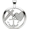 Anhänger 20,1x25,6mm Glaube Liebe Hoffnung im Kreis 925 Silber mit Zirkonia