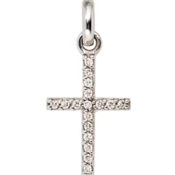 Anhänger 9,8x16,9mm Goldkreuz Kreuz mit 17 Diamanten 0.09Ct 585 Weißgold