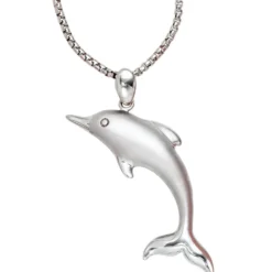 Anhänger 39,5x29,3mm Halsschmuck Delfin 925 Silber rhodiniert teilmattiert Damen