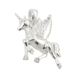 Anhänger 18x15mm Halsschmuck für Kinder Einhorn mit weißen Zirkonia 925 Silber