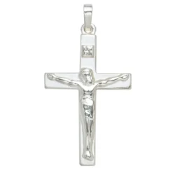 Anhänger 19,1x31,2mm Halsschmuck Kreuz 925 Silber Sterlingsilber teilmattiert