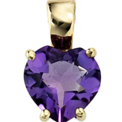 Anhänger 7,9x12,9mm Herz aus Amethyst violett 333 Gold Gelbgold Damen