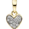 Anhänger 7x8,3mm Herz Herzchen mit weißen Zirkonia 375 Gold Gelbgold anhänger