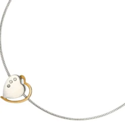 Anhänger 15x16,4mm Herz mit 3 Diamanten 0.03Ct W/SI 585 Gelbgold & Weißgold
