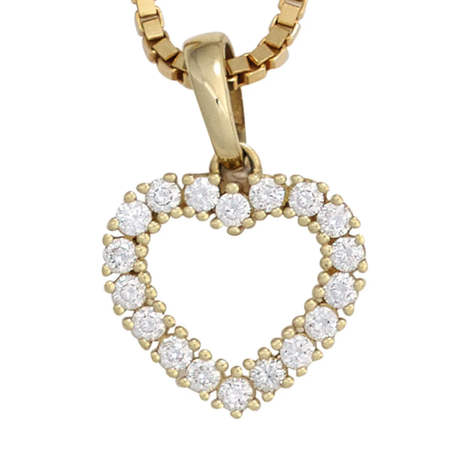 Anhänger 14,4x14,7mm Herz mit 18 Diamanten 0.5Ct 585 Gold Gelbgold