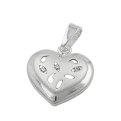 Anhänger 14x14mm Herz mit Schliff 3 Zirkonia 925 Silber Herzanhänger Damen