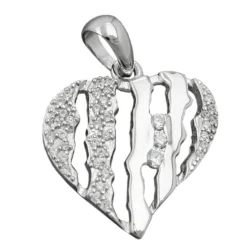Anhänger 19x19mm Herz mit Zirkonia weiß 925 Silber rhodiniert glänzend