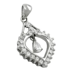 Anhänger 24x17mm Herz mit Zirkonia 925 Silber Silberanhänger Damen