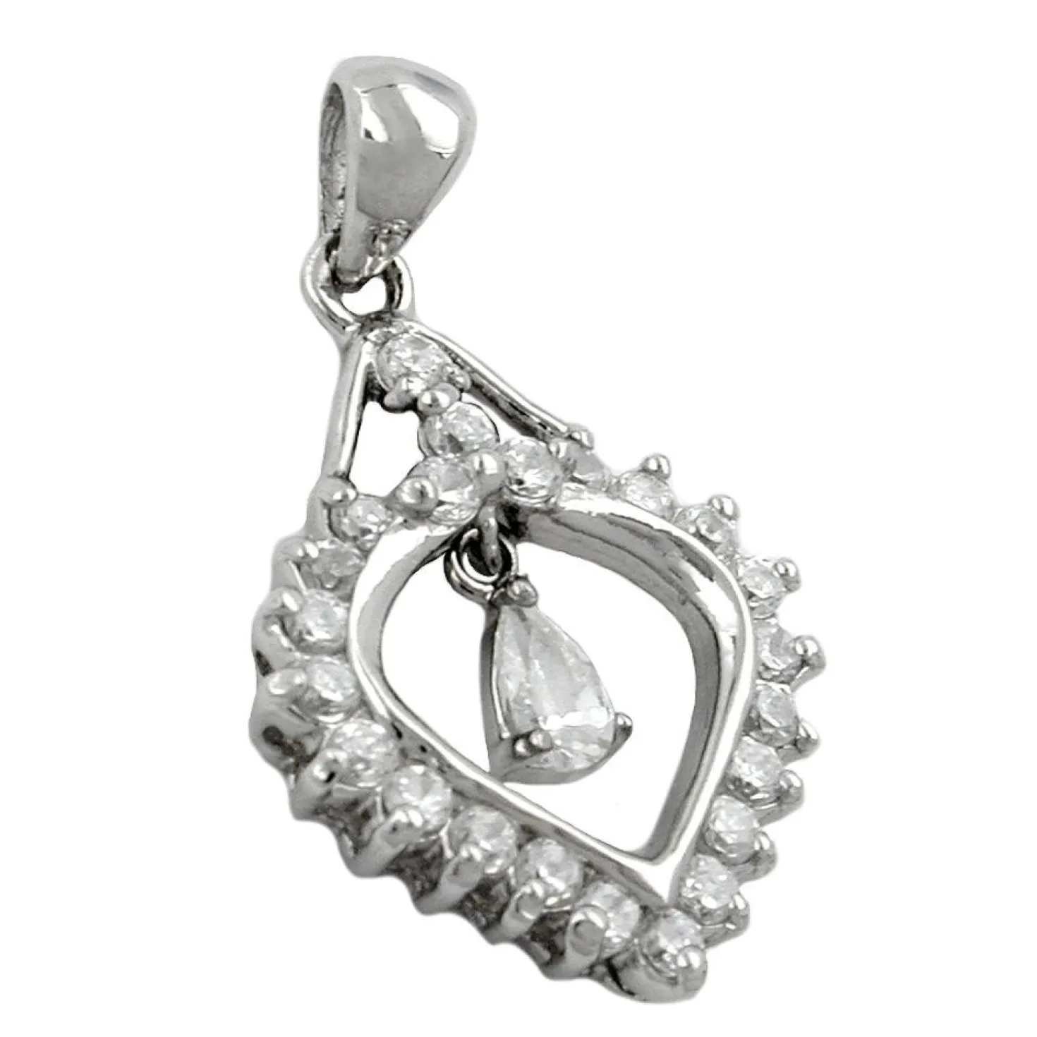 Anhänger 24x17mm Herz mit Zirkonia 925 Silber Silberanhänger Damen