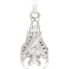 Anhänger 33,9x16,2mm hängende Fledermaus 925 Silber mattiert Silberanhänger