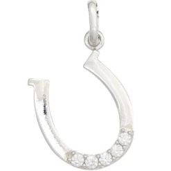Anhänger 14,4x17,1mm Hufeisen 925 Silber glänzend 5 Zirkonia weiß Kinder