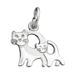 Anhänger 12x13mm Katzenpaar Kätzchen 925 Silber Sterlingsilber für Kinder