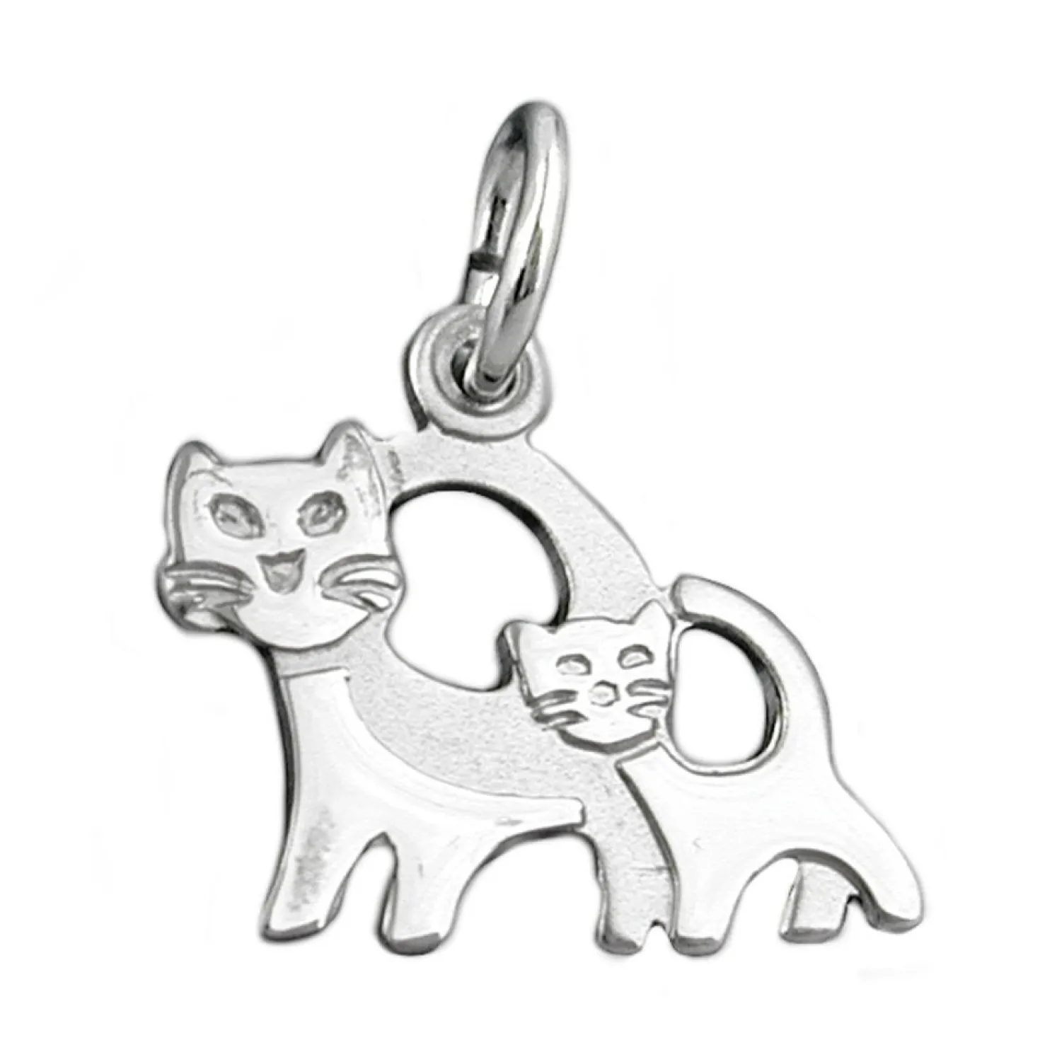 Anhänger 12x13mm Katzenpaar Kätzchen 925 Silber Sterlingsilber für Kinder