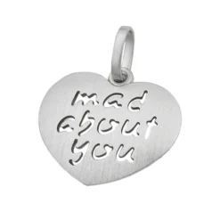 Anhänger 19x21mm Kettenanhänger Herz ' mad about you ' aus 925 Silber matt Damen