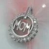 Anhänger 17x14mm Kettenanhänger MOM mit Zirkonia weiß 925 Echt Silber Damen