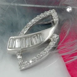 Anhänger 29x18mm Kettenanhänger viele Zirkonia 925 Silber Sterlingsilber Damen
