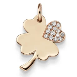 Anhänger 16,5x20mm Kleeblatt 585 Gold Rotgold mit 13 Diamanten 0,11ct TW-SI
