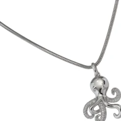 Anhänger 22,2x28,2mm Krake Octopus mit Zirkonia weiß 925 Silber Kinder