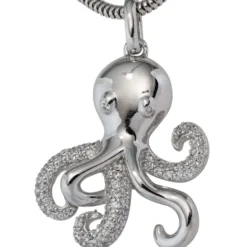 Anhänger 22,2x28,2mm Krake Octopus mit Zirkonia weiß 925 Silber Kinder