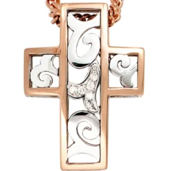 Anhänger 16,8x23,1mm Kreuz aus 585 Gold 6 Diamanten 0.033Ct Goldkreuz