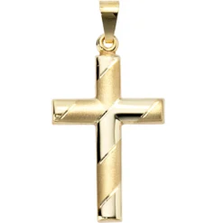 Anhänger 15,3x25,7mm Kreuz 333 Gold Gelbgold Kommunionkreuz Goldanhänger