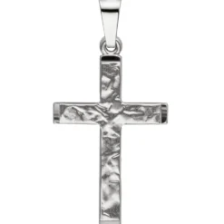 Anhänger 14x23,8mm Kreuz Kreuzchen 333 Gold Weißgold teilmatt teilgehämmert