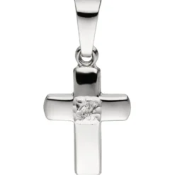 Anhänger 9x14,1mm Kreuz Kreuzchen mit Struktur in der Mitte 333 Gold Weißgold