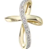 Anhänger 17,2x22,3mm Kreuz mit 7 Diamanten 0,03 Ct W/P 585 Gold Gelbgold