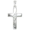 Anhänger 13,9x23,6mm Kreuz 925 Silber massiv rhodiniert teilgehämmert
