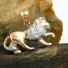 Anhänger 15x23mm Löwe aus 375 Rotgold rhodiniert matt-glänzend bicolor Unisex