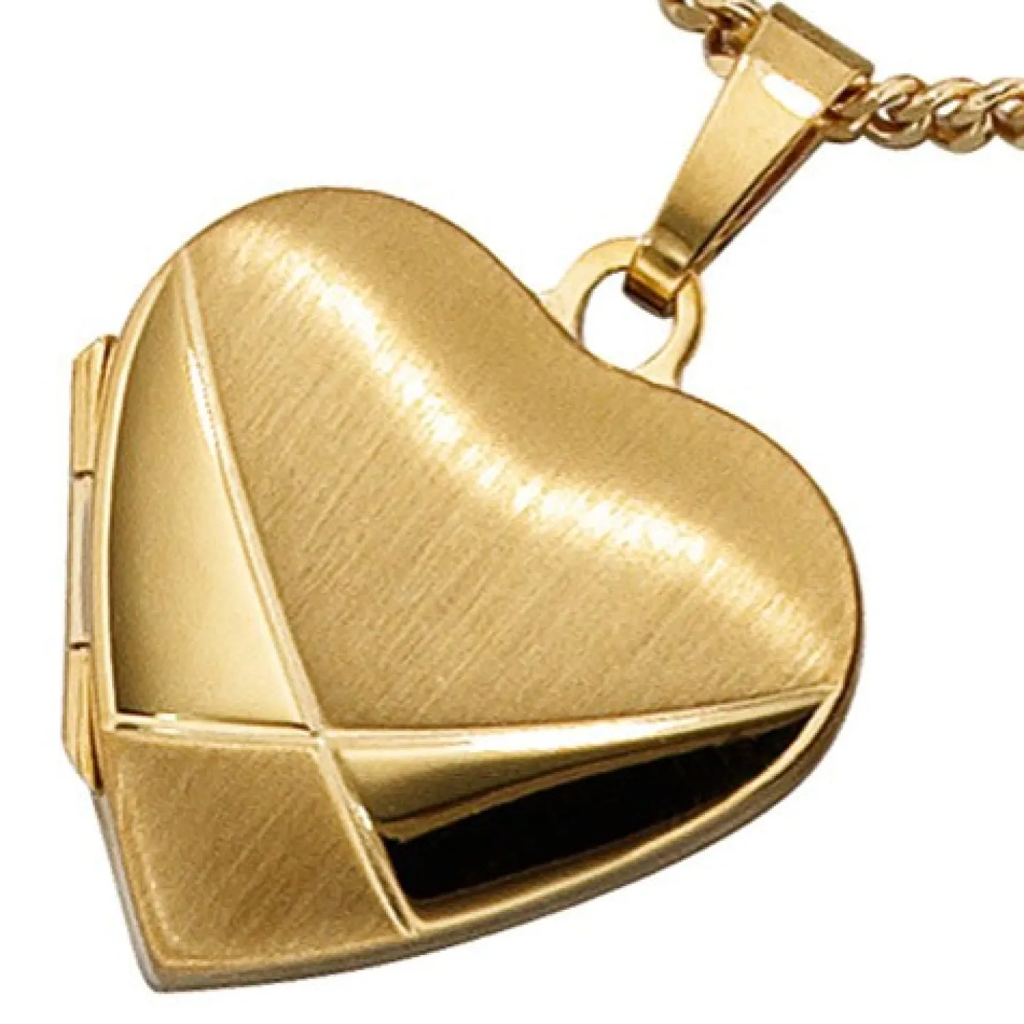 Anhänger 20,6x19,7mm Medaillon Amulett als Herz 585 Gold Gelbgold mattiert