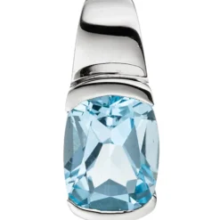 Anhänger 7,9x18,7mm mit Blautopas blau hellblau rechteckig 585 Gold Weißgold