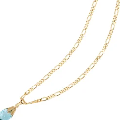 Anhänger 7x15,9mm mit Blautopas hellblau tropfenförmig & 333 Gold Gelbgold